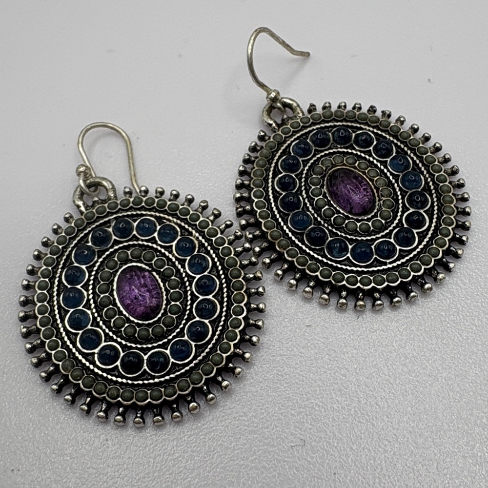 Lucky Brand Silver and Purple Boho Earrings - Picture 2 of 8